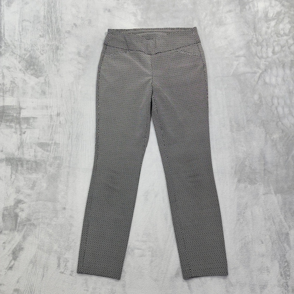 Christopher & Banks Pants Womens 4 Black Signature Slimming Pull On Geometric